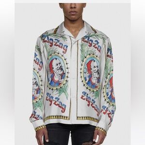NWT AMIRI ZIG ZAG SILK SHIRT